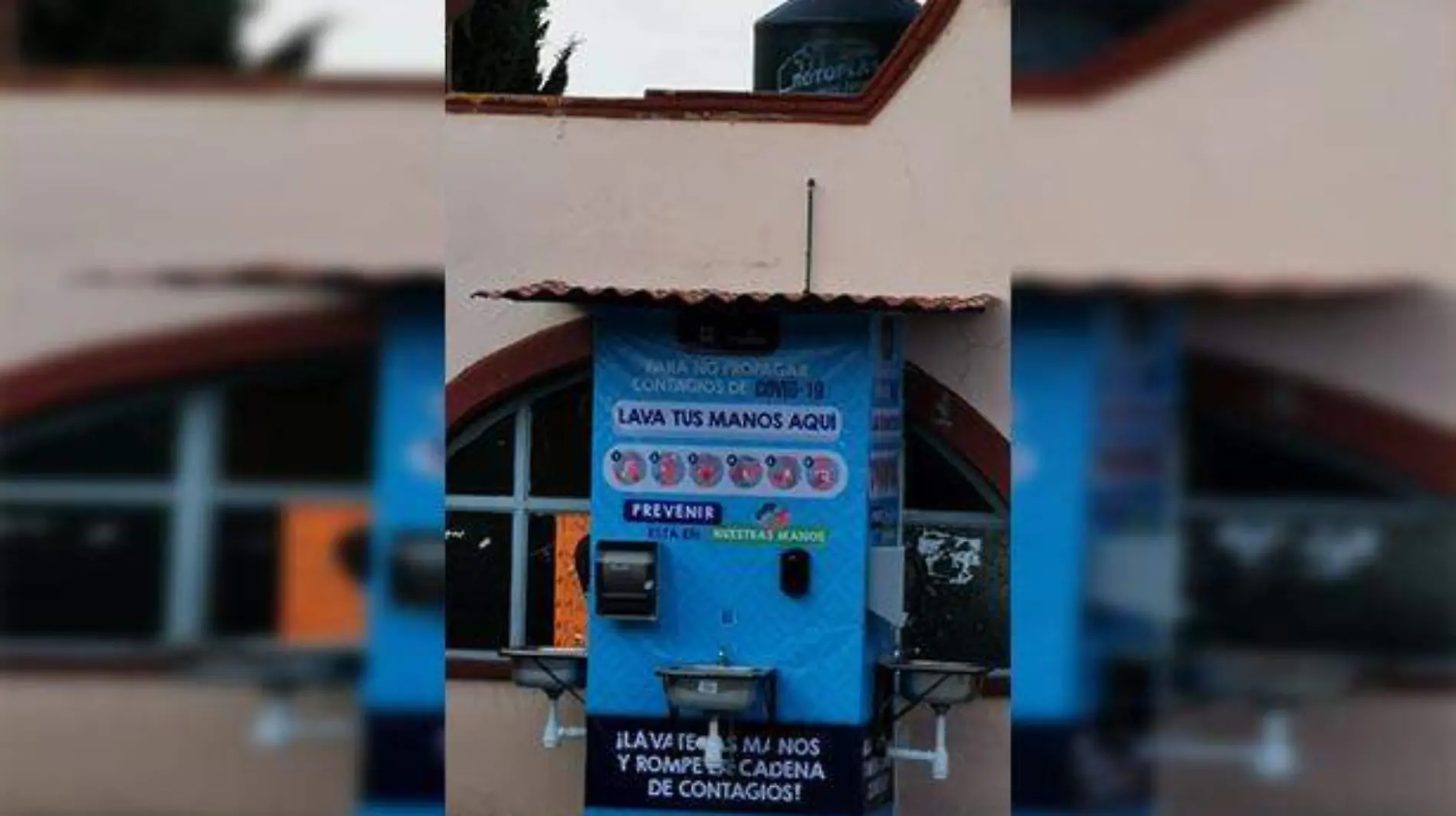 El lavamanos cuenta con jabón líquido para manos. Cortesía Gobierno Amealco.